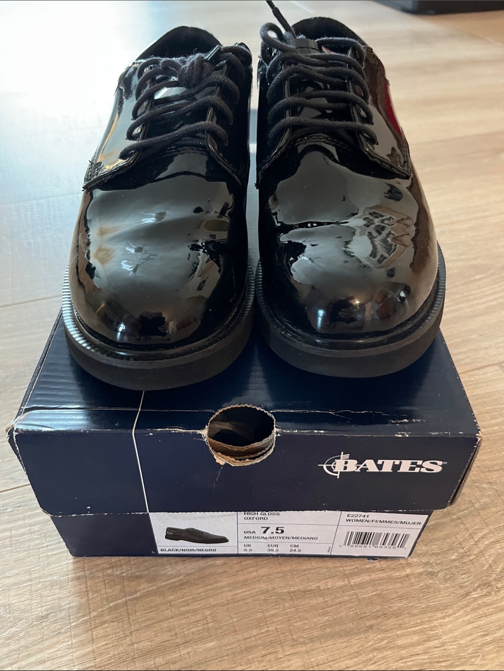 Women’s Bates Black Patent Leather Class A Police Dress Shoes 7.5